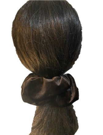 Coffee Brown Hair Scrunchies quality Velvet Soft Bobbles Elastic Hair Bands Holder, Girls UK.
