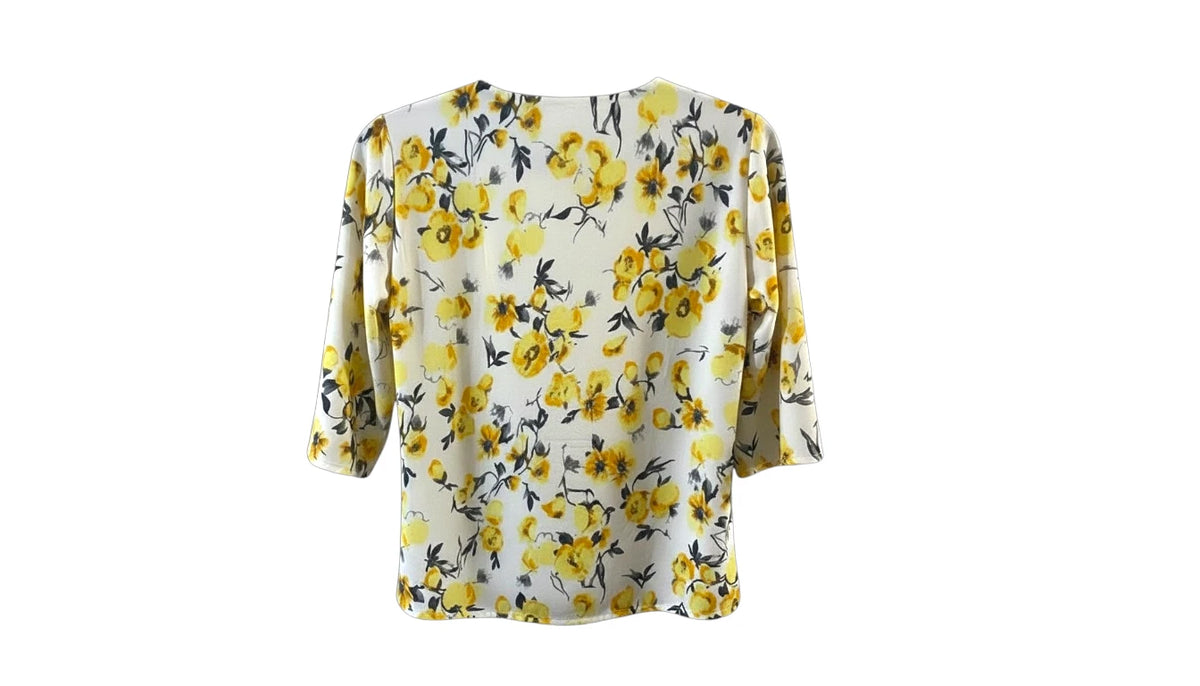 Yellow Blossom Cowl Neck Top