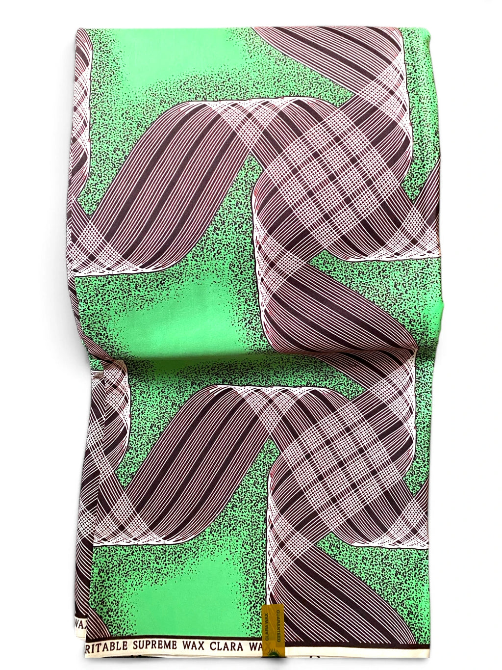 6 Yards African Print Fabric – Cotton Blend  Print | Green, Brown & White