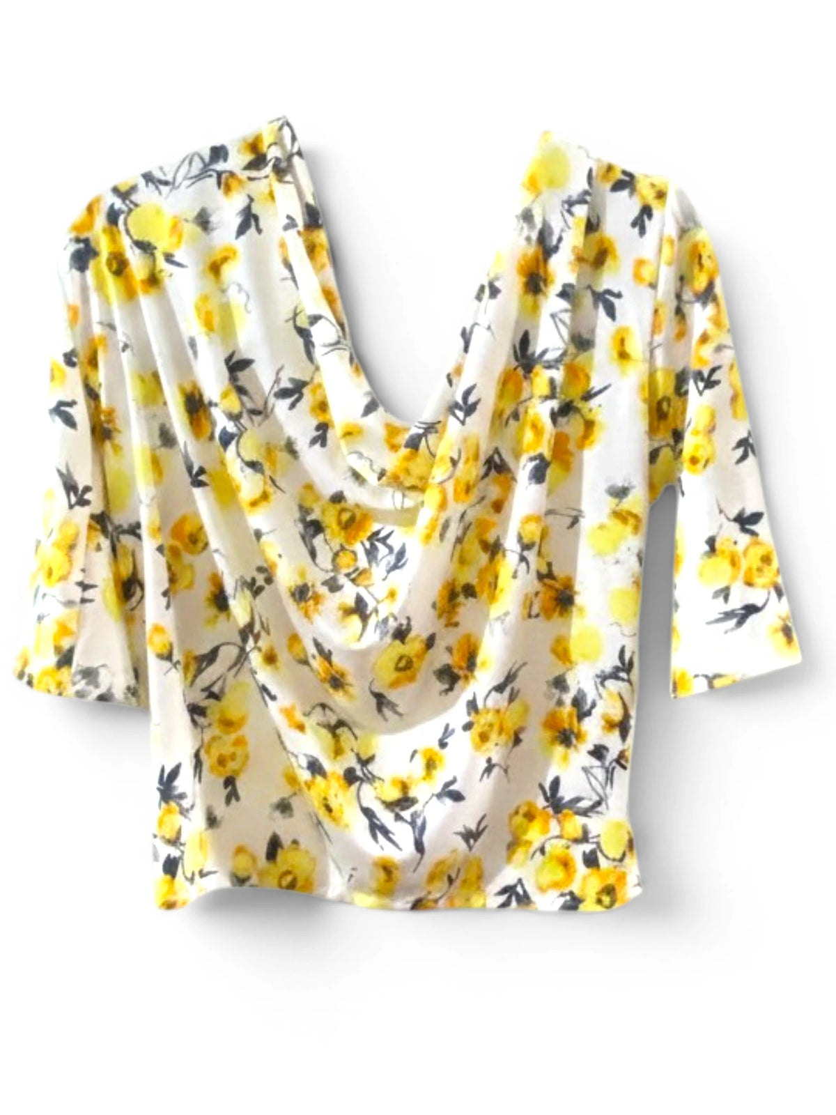 Yellow Blossom Cowl Neck Top