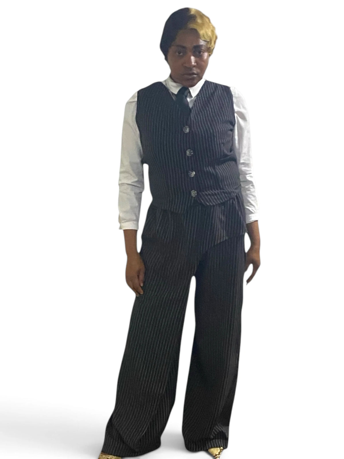 Jefa Wrap Black Pinstripe Trouser