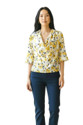 Yellow Blossom Cowl Neck Top